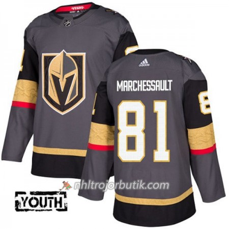 Barn Ishockey Vegas Golden Knights Tröja Jonathan Marchessault 81 Adidas 2017-2018 Grå Authentic